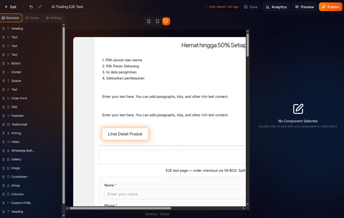 Panel kiri tab Layers di builder
