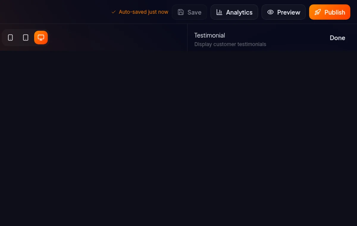 tombol Save di toolbar — indikator Tersimpan setelah save berhasil