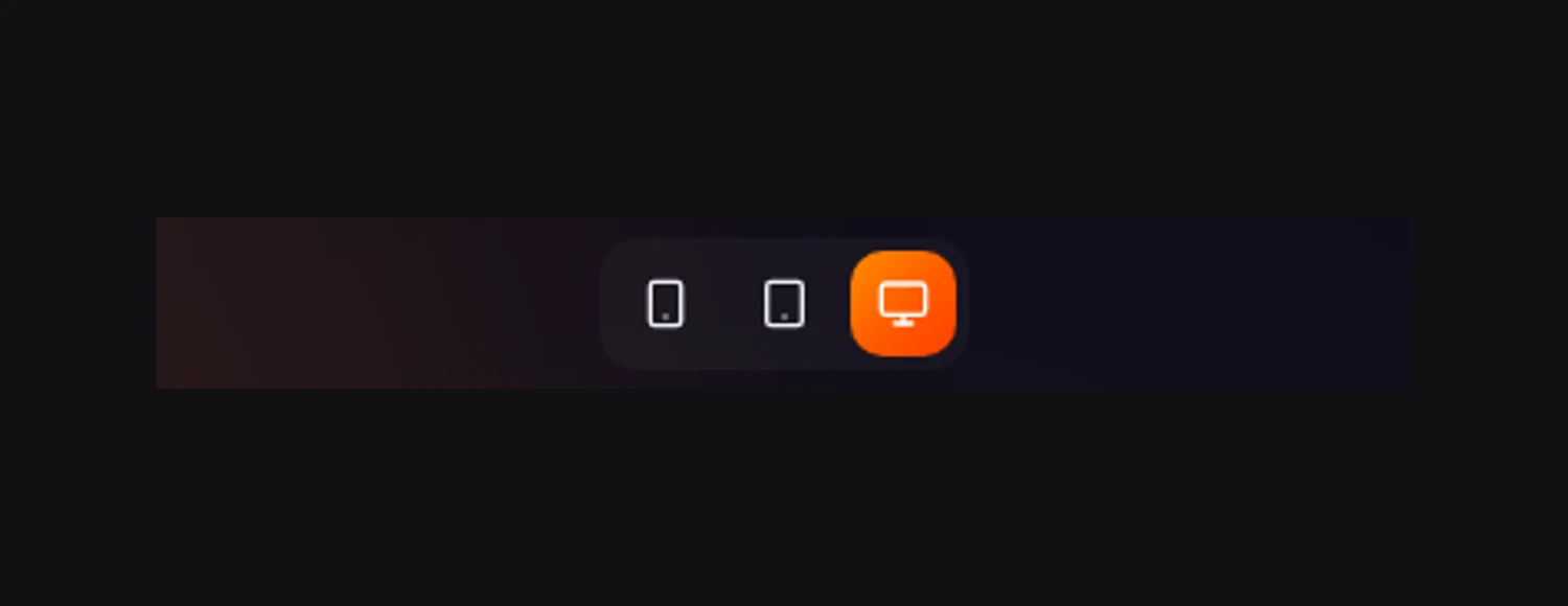 Toggle device di toolbar builder — Desktop, Tablet, Mobile