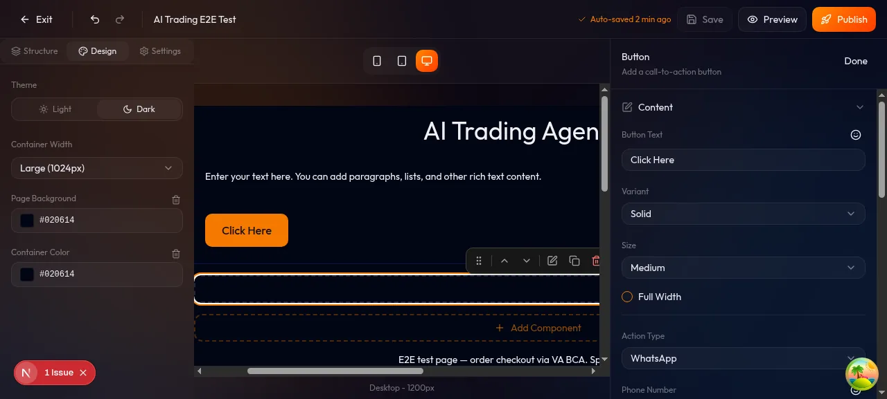 Pengaturan Theme di Page Settings