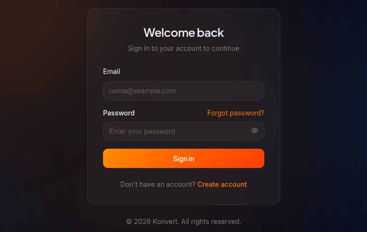 Login page