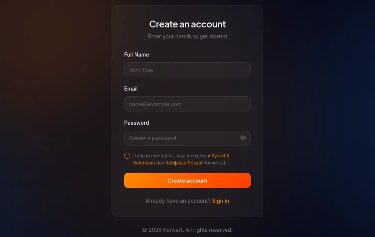 Register form
