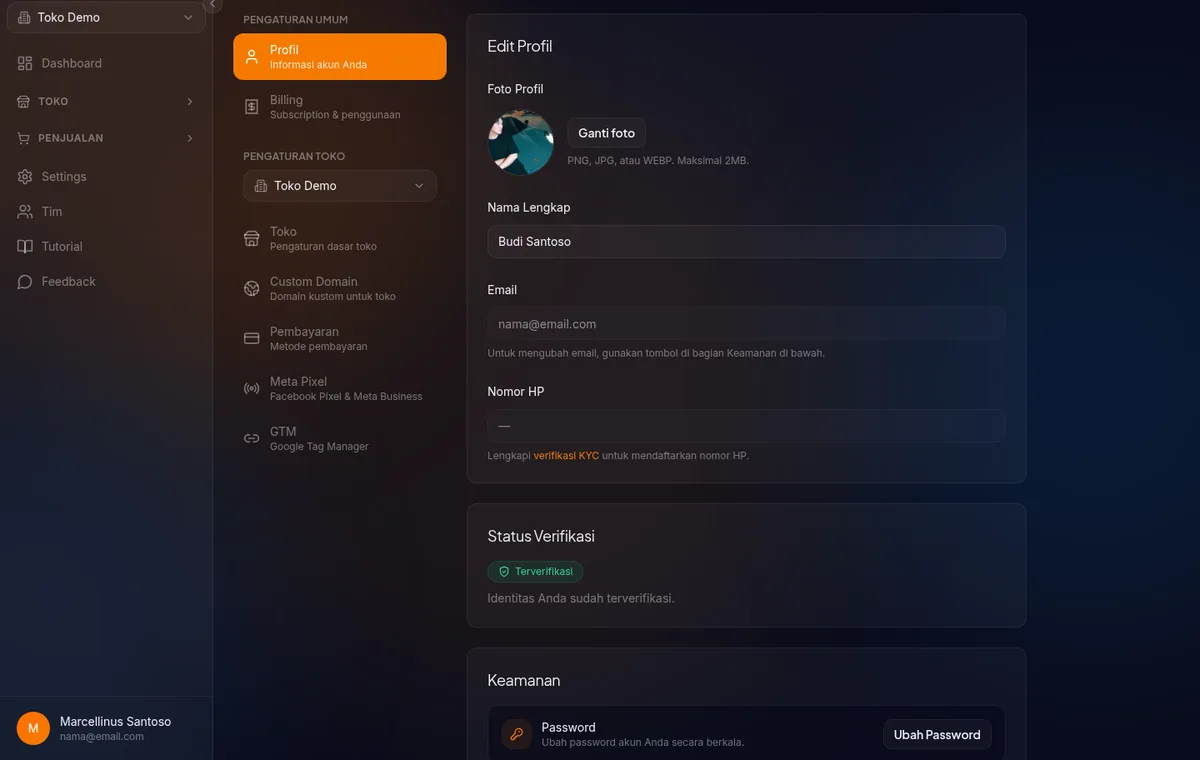 Profile page